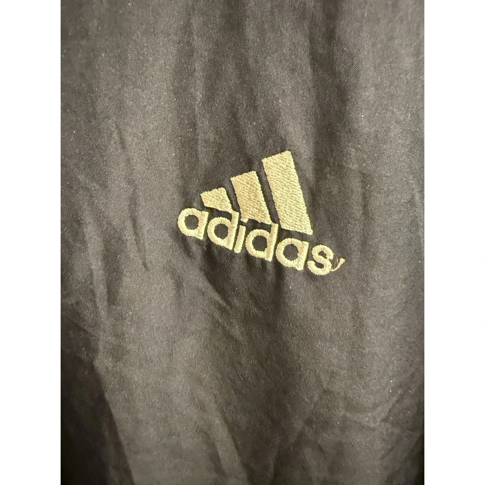 Adidas Navy Blue White Stripes 1/4 Zip‎ Pullover Windbreaker men's size 2XL EUC